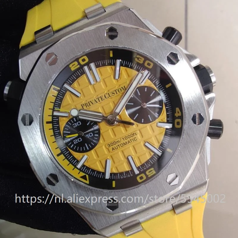 Design Fashion Men's Watch 42MM Automatic Mechanical Watch Sapphire Crystal Yellow Dial Watch Silicone Strap Orologio meccanico
Design Fashion Men's Watch 42MM Automatic Mechanical Watch Sapphire Crystal Yellow Dial Watch Silicone Strap Orologio meccanico