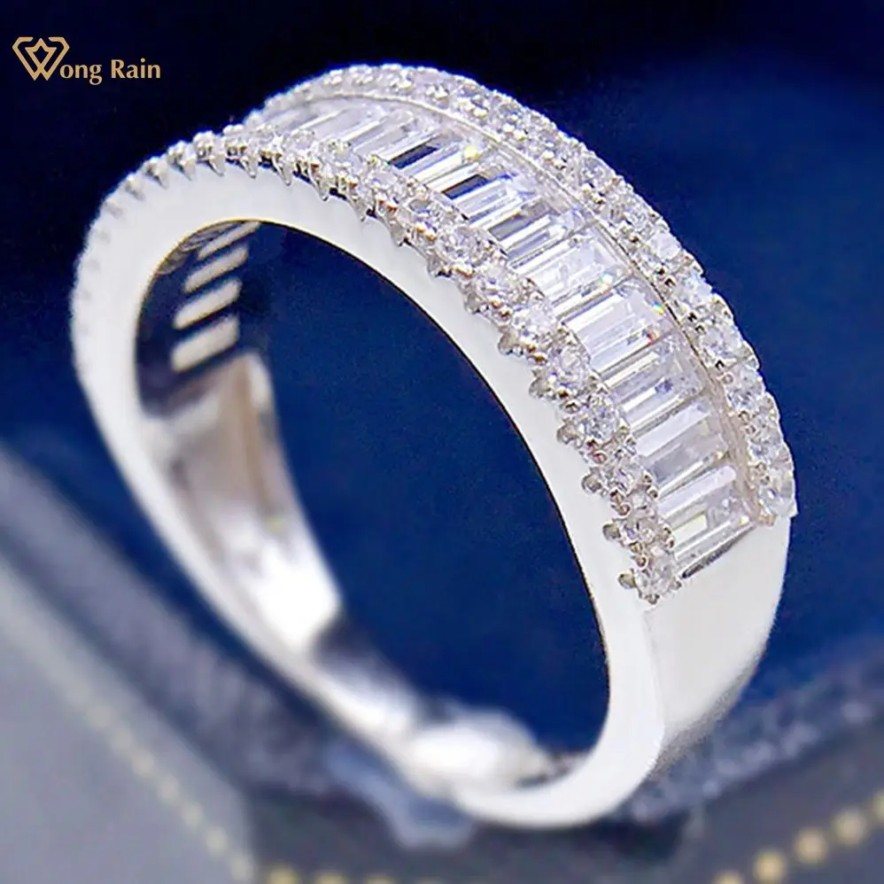 

Женское кольцо Wong Rain 925 пробы, серебряное кольцо с изумрудом, вечерние кольца из моиссанита, размер 5-9