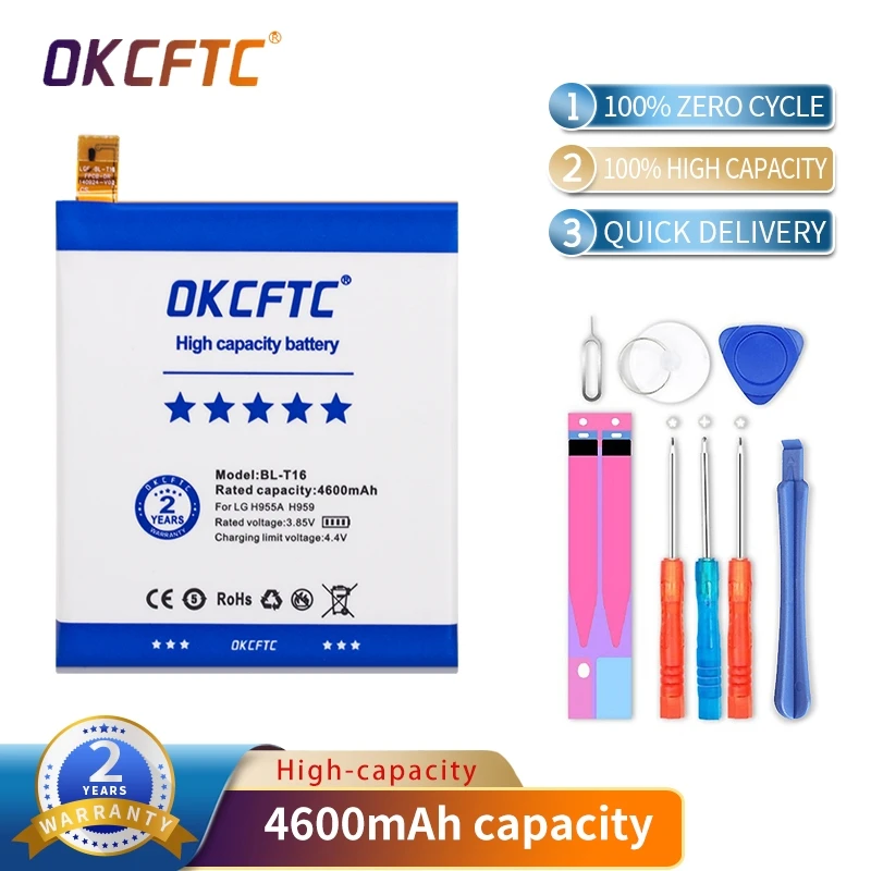BL-T16 Lithium Battery For LG G Flex 2 H950 H955 H959 LS996 US995 battery Real Capacity 4600mah Mobile Phone Battery + Tools
BL-T16 Lithium Battery For LG G Flex 2 H950 H955 H959 LS996 US995 battery Real Capacity 4600mah Mobile Phone Battery + Tools