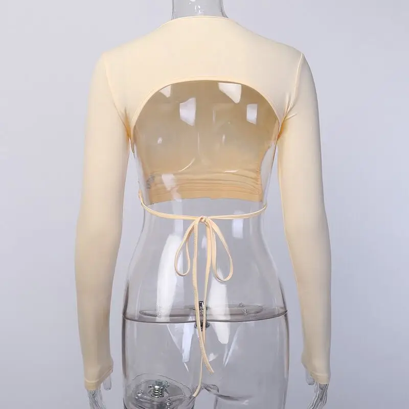 Open Back T-shirts Long Sleeve Crop Top Women T Shirts Solid Cotton Bandage Backless Harajuku Slim Bodycon Streetwear Casual Top
Open Back T-shirts Long Sleeve Crop Top Women T Shirts Solid Cotton Bandage Backless Harajuku Slim Bodycon Streetwear Casual Top
