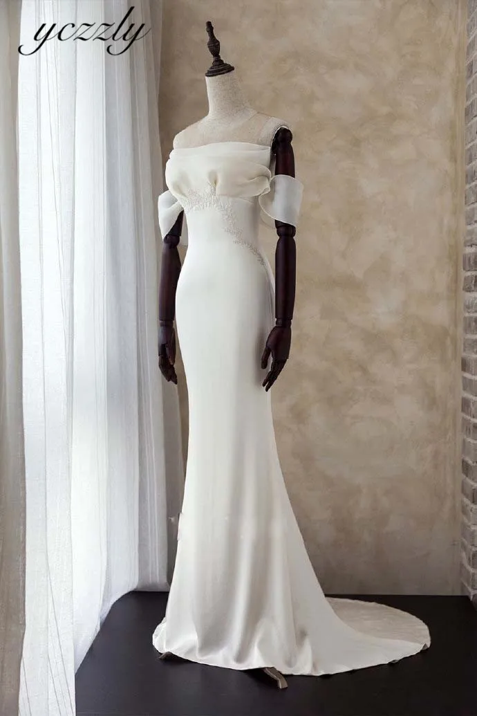 Женское длинное свадебное платье It's yiiya, белое платье с открытыми плечами и юбкой годе на лето 2020 
Женское длинное свадебное платье It's yiiya, белое платье с открытыми плечами и юбкой годе на лето 2020