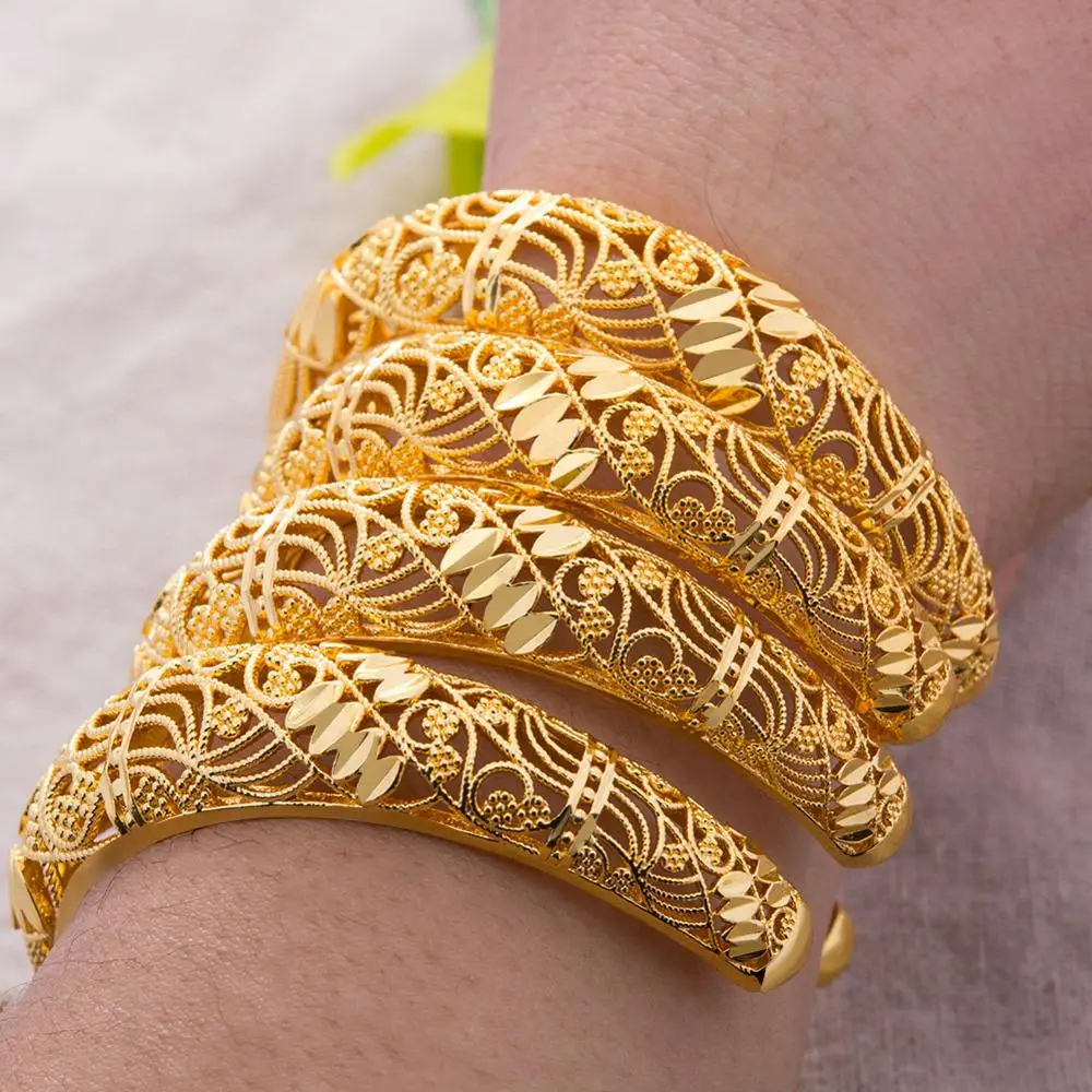 4Pcs/Lot Bangles 24K Ethiopian Arabia Gold Color for women Girl indian dubai African wedding Bangls Bracelet Party bridal Gift
4Pcs/Lot Bangles 24K Ethiopian Arabia Gold Color for women Girl indian dubai African wedding Bangls Bracelet Party bridal Gift
