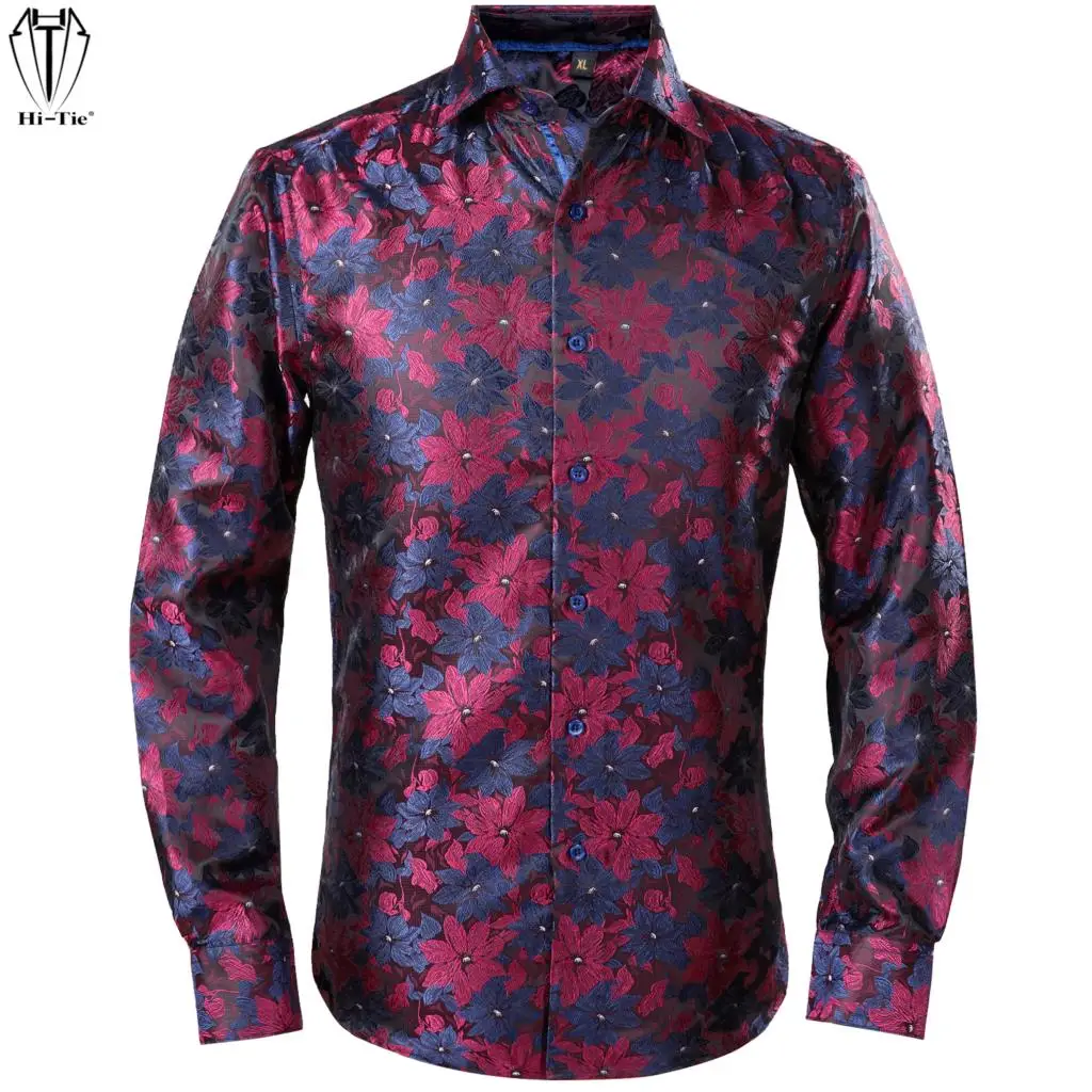 Hi-Tie Silk Jacquard Mens Shirts Long Sleeve Blue Red Floral Men Shirt Slim Fit For Male Dress Jeans Suit Casual Leisure Wedding
Hi-Tie Silk Jacquard Mens Shirts Long Sleeve Blue Red Floral Men Shirt Slim Fit For Male Dress Jeans Suit Casual Leisure Wedding