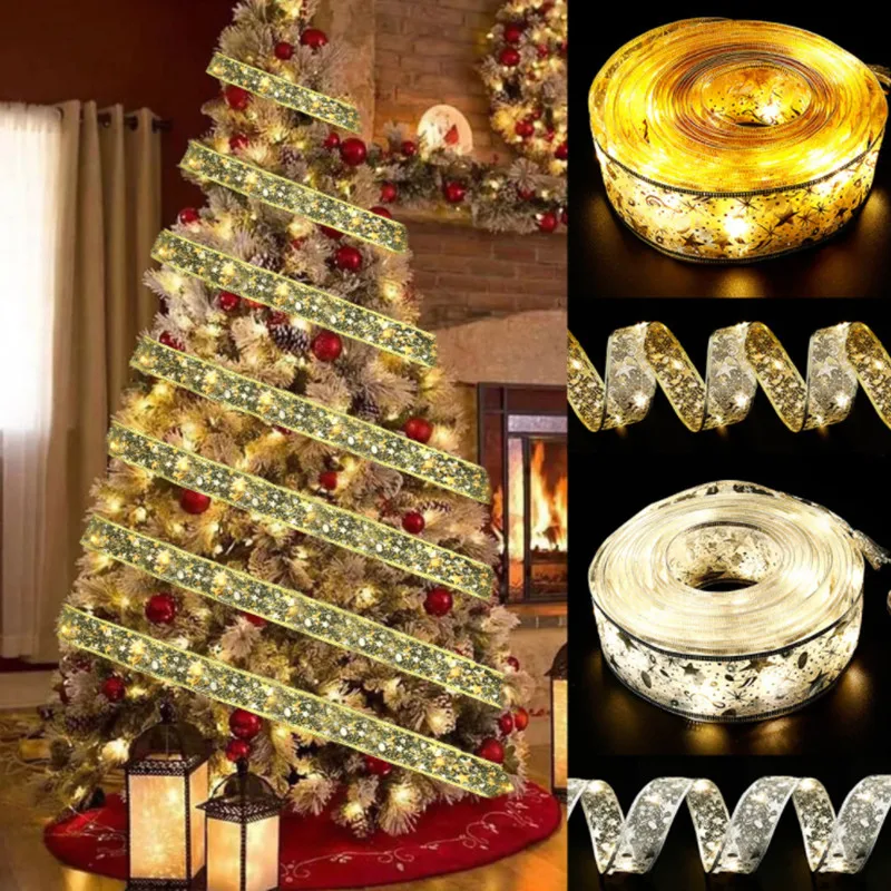 1Pcs 4 Meters Long Christmas Tree Decoration Colored Light String LED White Light Gold Silver Ribbon Christmas Ornaments 2022
1Pcs 4 Meters Long Christmas Tree Decoration Colored Light String LED White Light Gold Silver Ribbon Christmas Ornaments 2022