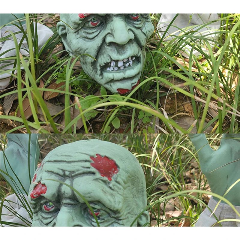 

Scary Green Skeleton Suit for Halloween Horror Ghost House Secret Room Scene Layout Decoration Skull Terror Hands 3 PCS Set