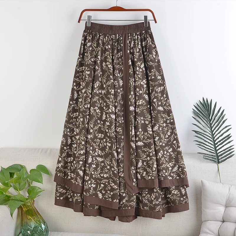 New Retro Floral Skirt High Waisted A-Line Large Swing Fake Two- Piece Stitching Mid-Length Skirt Spring Autumn Women
New Retro Floral Skirt High Waisted A-Line Large Swing Fake Two- Piece Stitching Mid-Length Skirt Spring Autumn Women