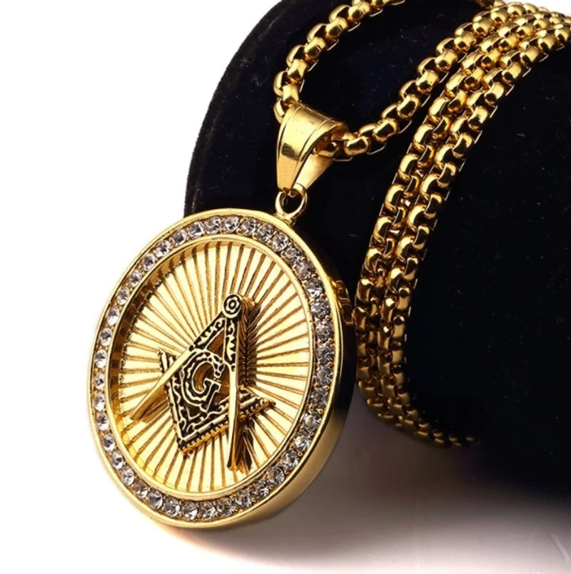 Hip Hop High Street Gold Masonic Compass Round Pendant Necklace
Hip Hop High Street Gold Masonic Compass Round Pendant Necklace