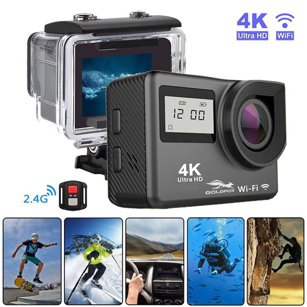

Экшн-камера, 4k, Wi-Fi, сенсорный экран 2,0 дюйма, 1080P/30fps, 170D, широкоугольный объектив, 12 МП, водонепроницаемая камера для видеозаписи, фотокамера