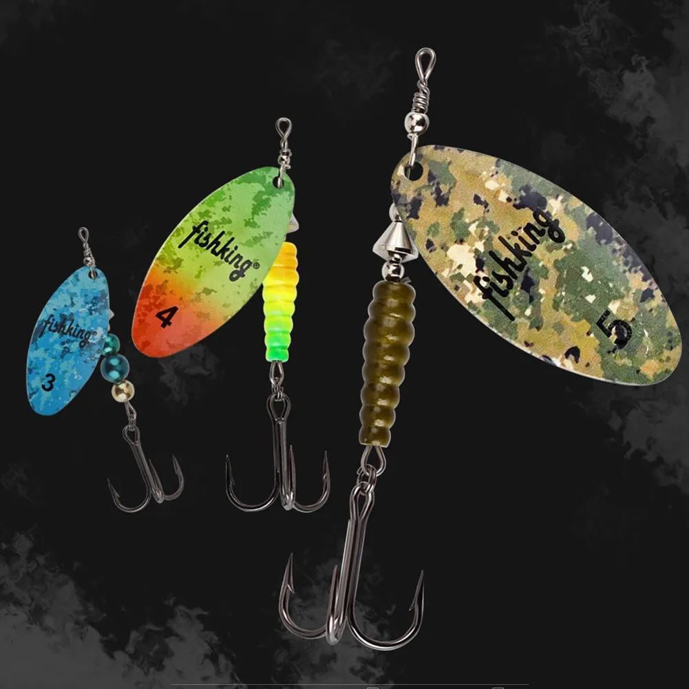 Fishing Metal Spinner Baits Spoon Lures Pike Bass Trout Baits With Treble Hooks Camouflage Rotating Sequins Fake Bait Three Hook
Fishing Metal Spinner Baits Spoon Lures Pike Bass Trout Baits With Treble Hooks Camouflage Rotating Sequins Fake Bait Three Hook