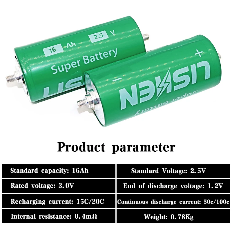 4PCS 2.5V 16Ah lithium titanate battery diy 12v 24v 48v solar battery with long life and low temperature resistance 20000 cycles
4PCS 2.5V 16Ah lithium titanate battery diy 12v 24v 48v solar battery with long life and low temperature resistance 20000 cycles