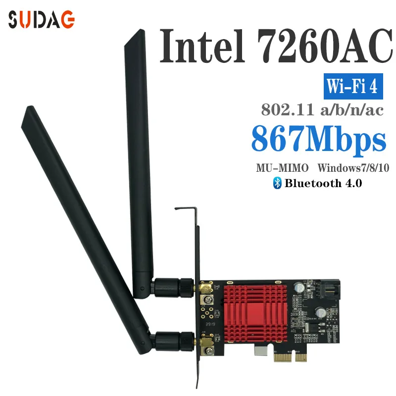 PCi Express 7260AC 2 4G/867 Двухдиапазонная 7260HMW 7260 Мбит/с беспроводной PCI-E Wi-Fi Bluetooth 4 0 карта