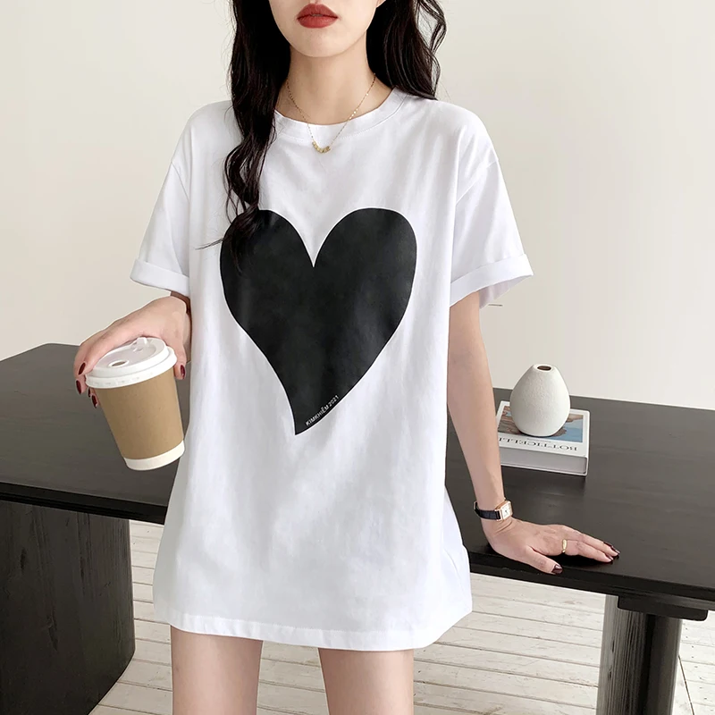 easy to film in the pure cotton long version of the women's 2021 new summer wear white T-shirt with short sleeves
easy to film in the pure cotton long version of the women's 2021 new summer wear white T-shirt with short sleeves