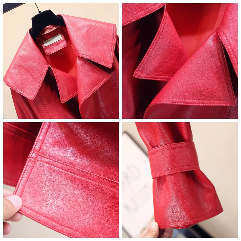 Red Black Leather Jacket Women Autumn New Lace Up PU Faux Leather Jackets Women Lapel Streetwear Biker Jacket Short Coat C5912
Red Black Leather Jacket Women Autumn New Lace Up PU Faux Leather Jackets Women Lapel Streetwear Biker Jacket Short Coat C5912