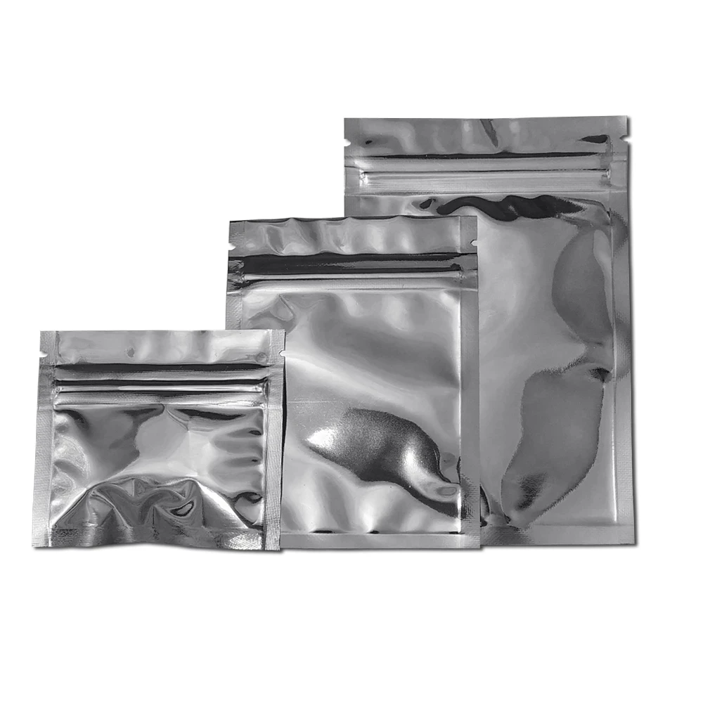 

100Pcs Zip Lock Aluminum Foil Bag Heat Grip Self Seal Reclosable Tear Notch Food Tea Snack Reusable Storage Packing Pouches