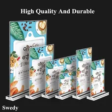 A6 Acrylic Sign Holder Double Sided Retail Price Label Poster Frame Counter Top Poster Information Menu Holder Display Stand