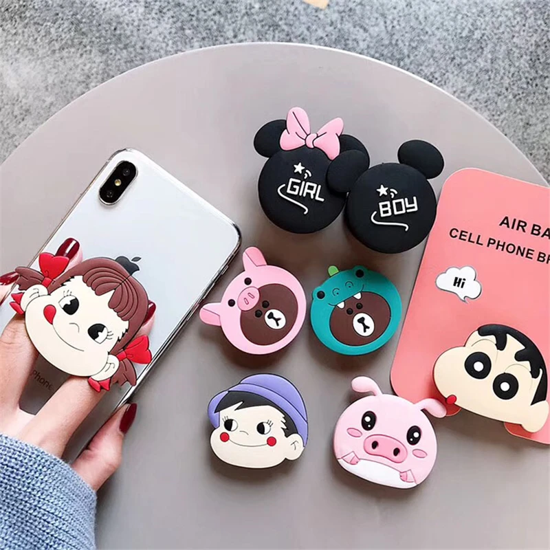 Universal mobile phone stretch bracket Cartoon Cute Phone airbag extension Stand Finger car Holder for iphone 6 7 x | Мобильные