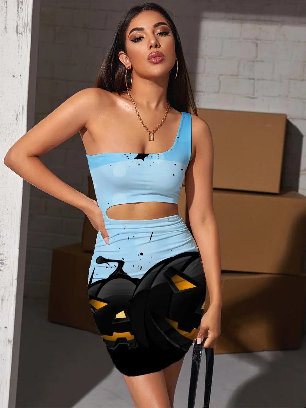 Giyu Brand Halloween Dress Women Pumpkin Vestido Sexy Bat Halter Sleeveless Moon Bodycon Dress Womens Clothing Summer New Beach
Giyu Brand Halloween Dress Women Pumpkin Vestido Sexy Bat Halter Sleeveless Moon Bodycon Dress Womens Clothing Summer New Beach