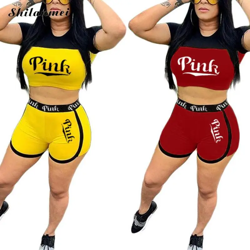 New Pink Letter Print Shorts Set Casual Two Piece Set Sport Outfits Matching Set Summer Patchwork Crop Top Shorts Suit Women Set
New Pink Letter Print Shorts Set Casual Two Piece Set Sport Outfits Matching Set Summer Patchwork Crop Top Shorts Suit Women Set