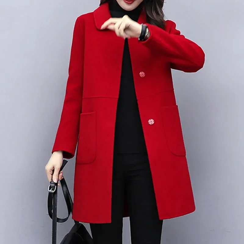 2021 Women Autumn Winter Fashion Woolen Coats Female Stylish Single Breasetd Thick Outwear Ladies Pockes Long Jackets Size M-5XL
2021 Women Autumn Winter Fashion Woolen Coats Female Stylish Single Breasetd Thick Outwear Ladies Pockes Long Jackets Size M-5XL