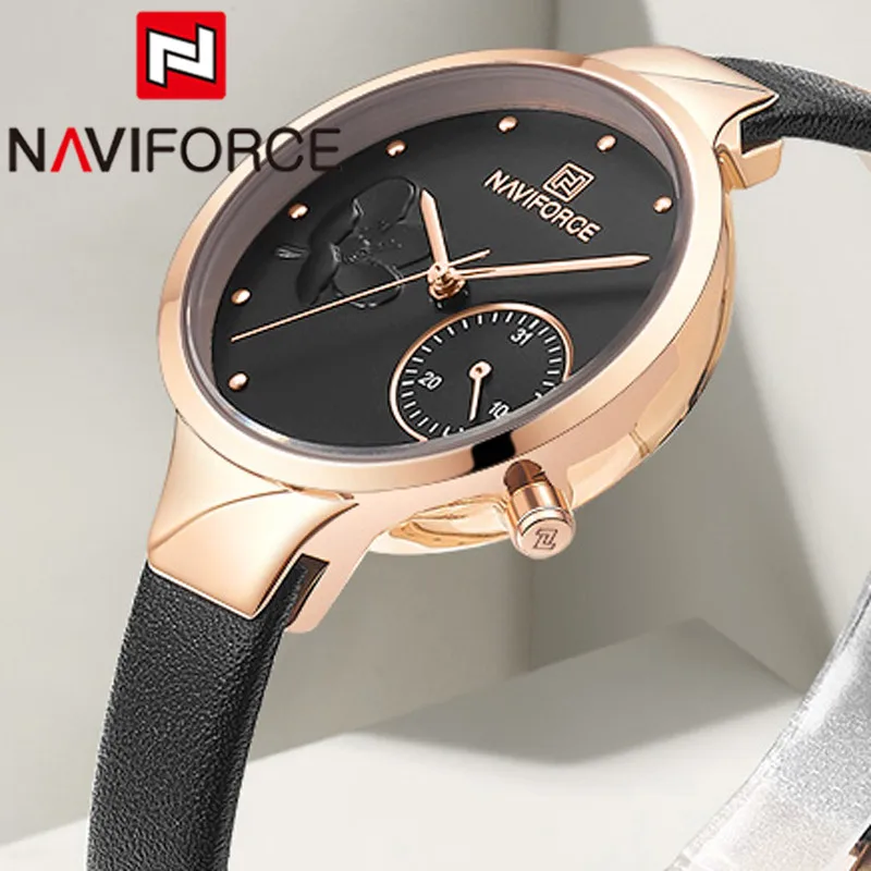 NAVIFORCE модные женские часы Лидирующий бренд Роскошные черные золотые наручные