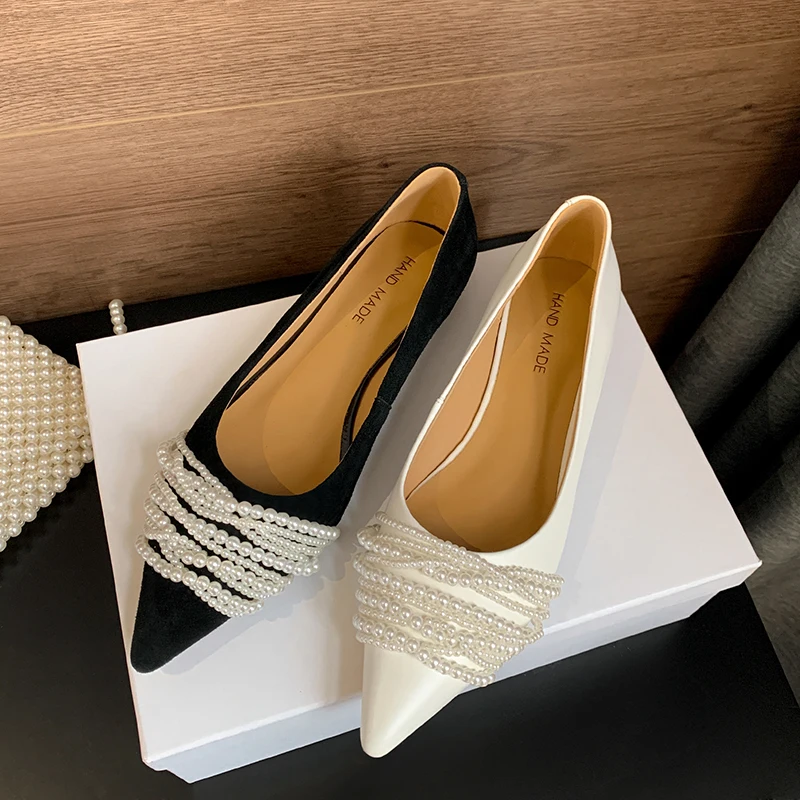 Autuspin Female Retro Sweet Ballet Flats 2021 Spring Pearl Decoration Women Genuine Leather Pointed Toe Casual Shoes Black White
Autuspin Female Retro Sweet Ballet Flats 2021 Spring Pearl Decoration Women Genuine Leather Pointed Toe Casual Shoes Black White
