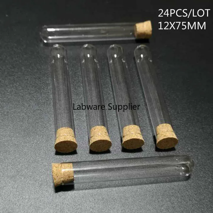 Round Bottom 24pcs/lot 12x75mm Clear Glass Test Tubes with Cork Stopper for Kinds of Labs/schools Glassware
Round Bottom 24pcs/lot 12x75mm Clear Glass Test Tubes with Cork Stopper for Kinds of Labs/schools Glassware