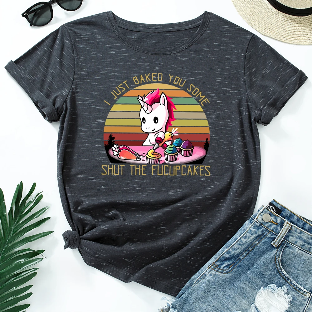 I Just Baked You Some Shut The Fucupcakes Letter Print T-shirt Plus Size Women's T Shirts Harajuku Aesthetic Cartoon Tops
I Just Baked You Some Shut The Fucupcakes Letter Print T-shirt Plus Size Women's T Shirts Harajuku Aesthetic Cartoon Tops