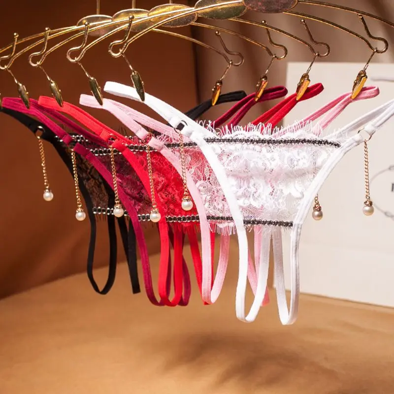 Womens Erotic Crotchless Briefs Lingerie Eyelash Floral Lace Low-Rise G-String Underwear Pendant Chain Drop Pearl Thongs
Womens Erotic Crotchless Briefs Lingerie Eyelash Floral Lace Low-Rise G-String Underwear Pendant Chain Drop Pearl Thongs