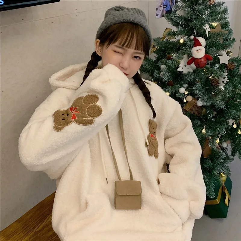 Autumn Winter Faux Fur Hoodies Korean Style Women Cute Bear Soft Loose Coat Pocket Pullover Warm Fleece Thick Hooded Outwear NEW
Autumn Winter Faux Fur Hoodies Korean Style Women Cute Bear Soft Loose Coat Pocket Pullover Warm Fleece Thick Hooded Outwear NEW