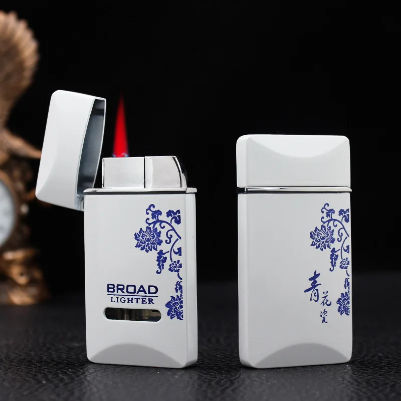 Mini Portable Metal Cigarette Lighter Windproof Jet Red Flame Lighter Blue and White Porcelain Inflatable Butane Torch Lighter
Mini Portable Metal Cigarette Lighter Windproof Jet Red Flame Lighter Blue and White Porcelain Inflatable Butane Torch Lighter