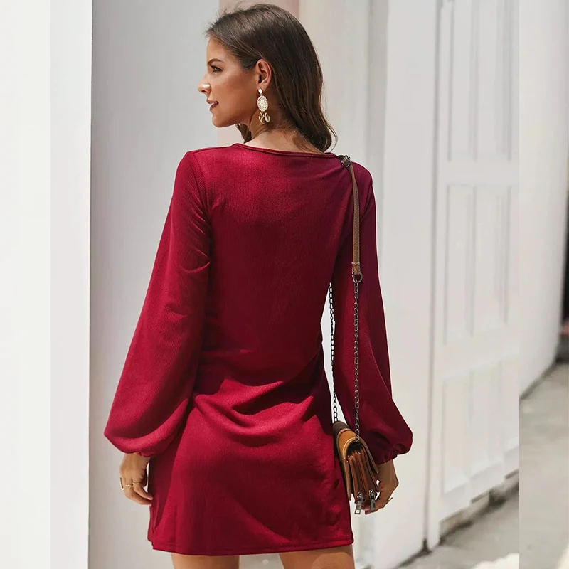 Elegant Dresses for Women Long Sleeve Knitted Mini Dress Autumn Spring Sashes Casual Dresses Office Lady Loose Women Clothing
Elegant Dresses for Women Long Sleeve Knitted Mini Dress Autumn Spring Sashes Casual Dresses Office Lady Loose Women Clothing