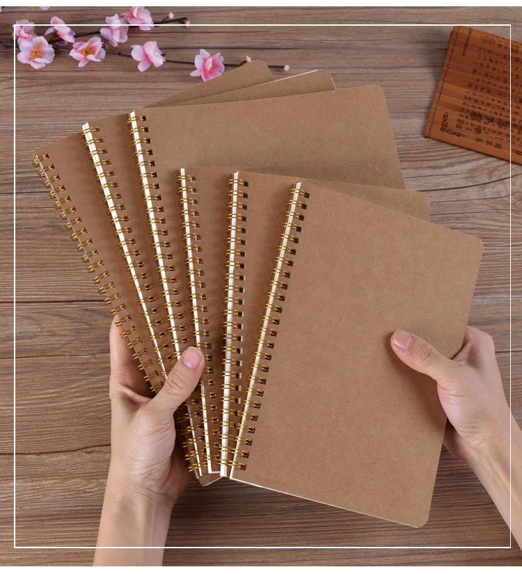 

B5 Spiral Notebook 50 Sheets Kraft Paper Cover Dot Blank Grid Line Inner Page Notebook Journal Diary Notepad Drawing Sketchbook
