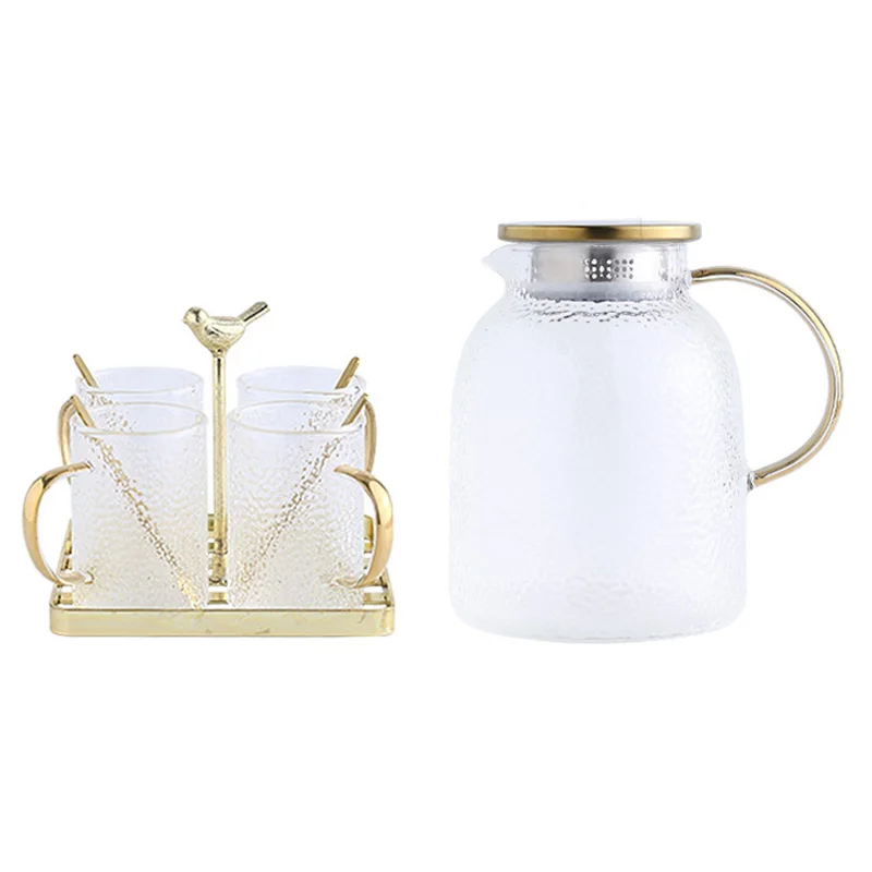 Glass Tea Set 200ml Cup Household Cold Kettle with Lid Kitchen Supplies Golden Iron Storage Rack Creative Large Capacity Teapot
Glass Tea Set 200ml Cup Household Cold Kettle with Lid Kitchen Supplies Golden Iron Storage Rack Creative Large Capacity Teapot