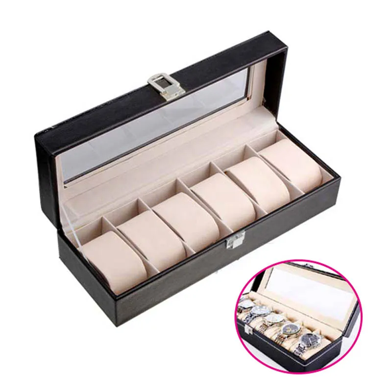 Newly 6 Slots Leather Case Jewelry Display Storage Box Organizer for Wrist Watches DO99
Newly 6 Slots Leather Case Jewelry Display Storage Box Organizer for Wrist Watches DO99