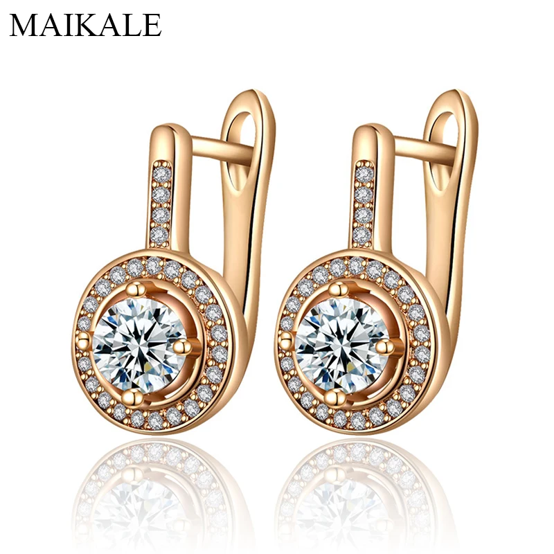 Женские серьги-гвоздики с фианитом MAIKALE, простые круглые серьги золотистого цвета с фианитами, модные ювелирные изделия для подарка
Женские серьги-гвоздики с фианитом MAIKALE, простые круглые серьги золотистого цвета с фианитами, модные ювелирные изделия для подарка