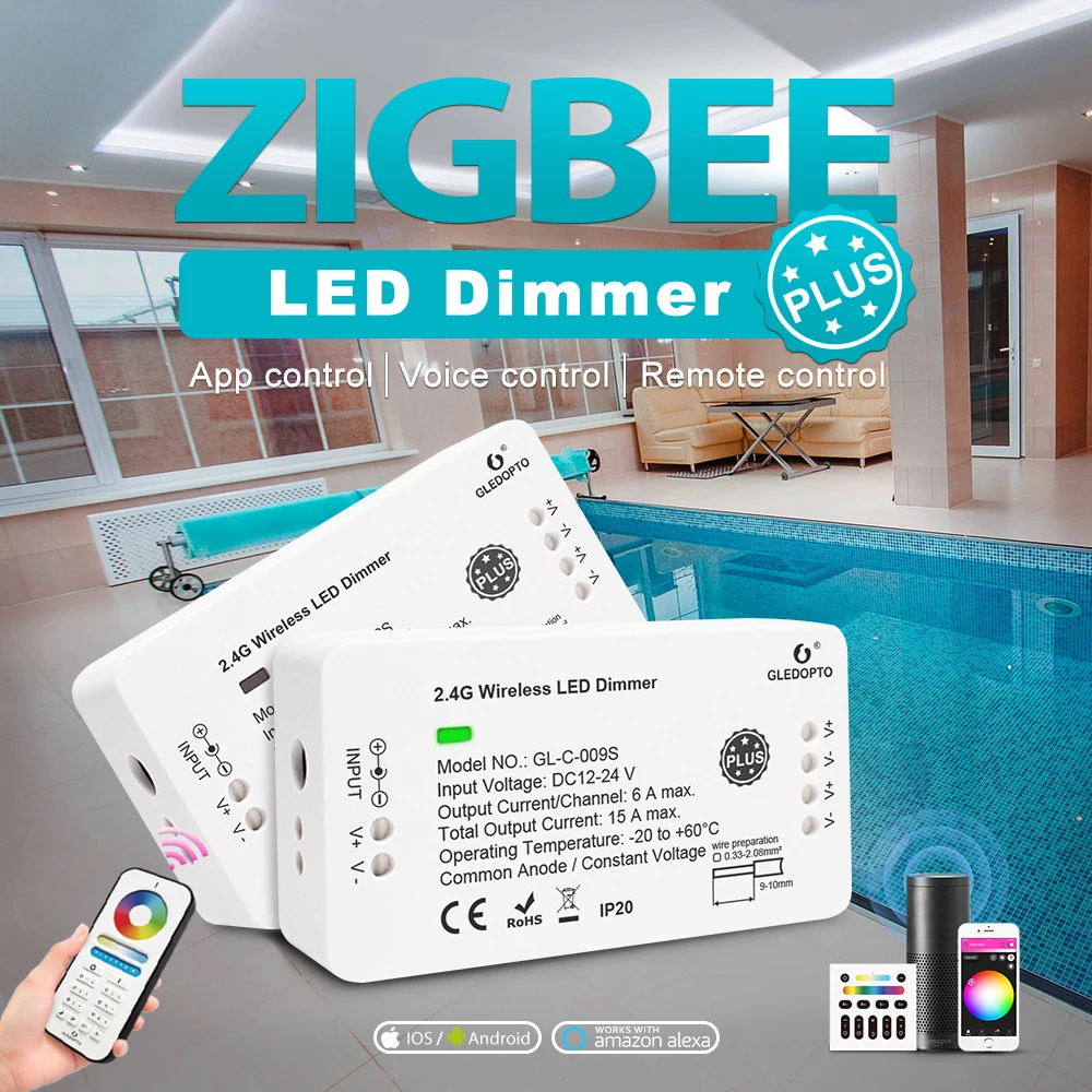 Gledopto Smart Zigbee LED Dimmer Strip Controller Dimmable Light Brightness Work with Zigbee Hub App/Voice/ Remote Control
Gledopto Smart Zigbee LED Dimmer Strip Controller Dimmable Light Brightness Work with Zigbee Hub App/Voice/ Remote Control