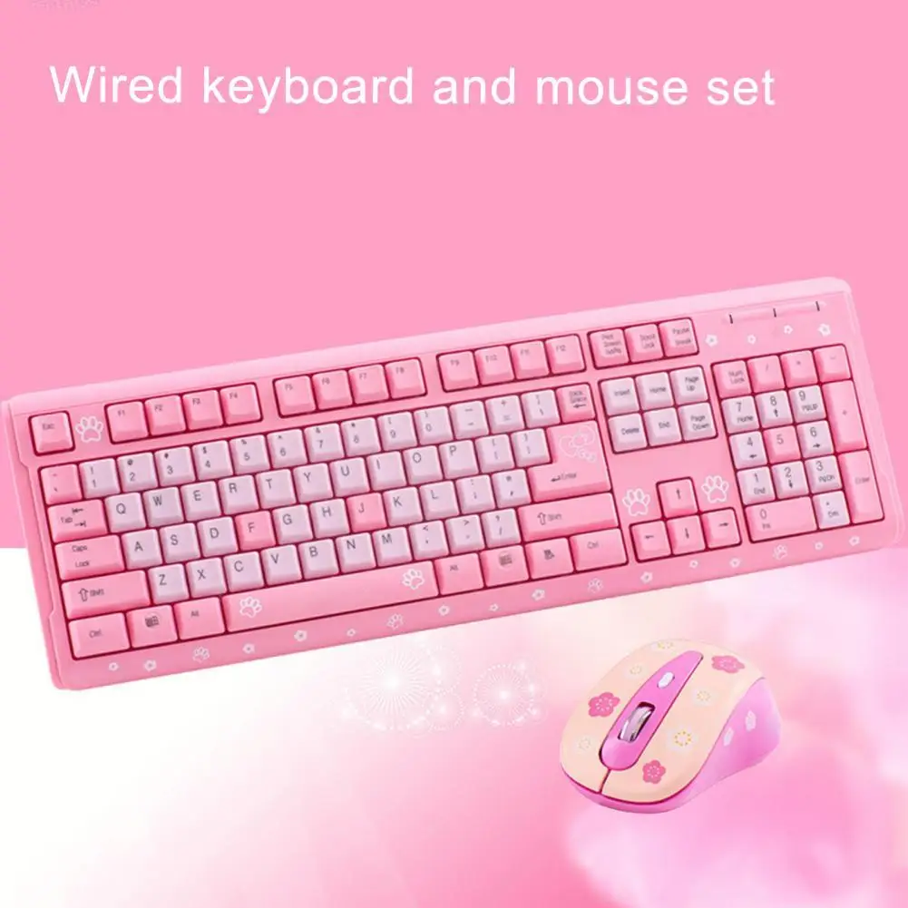 1 Set Wired Keyboard Cute Cartoon Cat Pattern Mute Portable Desktop USB Mouse Girl Heart Pink Mute Keyboard and Mouse Set
1 Set Wired Keyboard Cute Cartoon Cat Pattern Mute Portable Desktop USB Mouse Girl Heart Pink Mute Keyboard and Mouse Set
