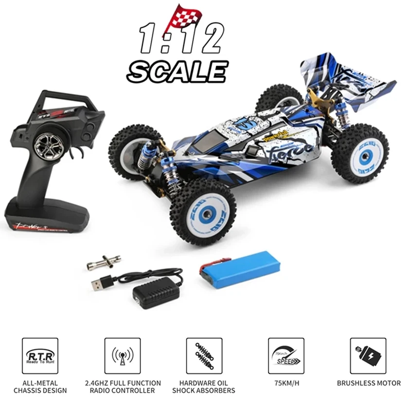 

Wltoys 124017 1:12 Racing RC Car 2.4Ghz 4WD 4CH Brushless Motor 75KM/H High Speed Big Feet RC Drift Car Off-road Racing Vehicle