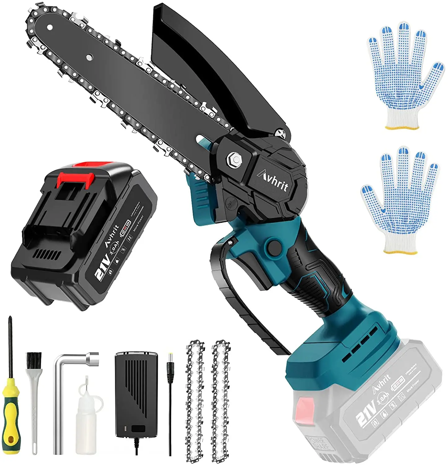 6 Inch Mini chainsaw-Battery Operated Chainsaw Cordless w/ 21V 3.0Ah Battery & Fast Charger, Metal wall plate
6 Inch Mini chainsaw-Battery Operated Chainsaw Cordless w/ 21V 3.0Ah Battery & Fast Charger, Metal wall plate