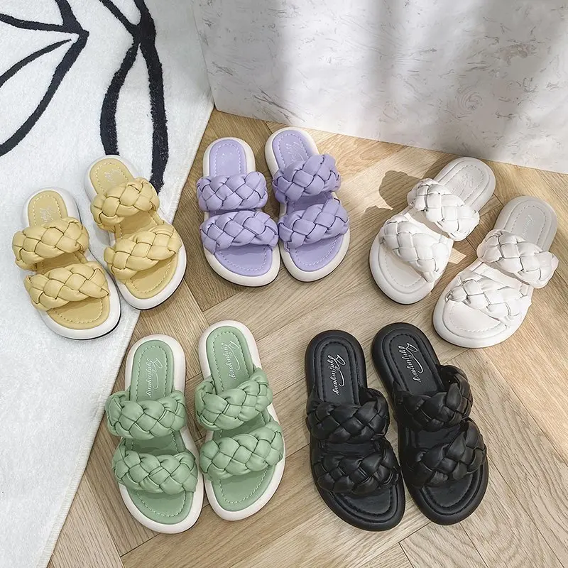 2021 Summer Weave Rubber Beach Slippers Women 2021 Outdoor Open Toe Platform Flat Slides Woman Thick Bottom Casual Footwear
2021 Summer Weave Rubber Beach Slippers Women 2021 Outdoor Open Toe Platform Flat Slides Woman Thick Bottom Casual Footwear