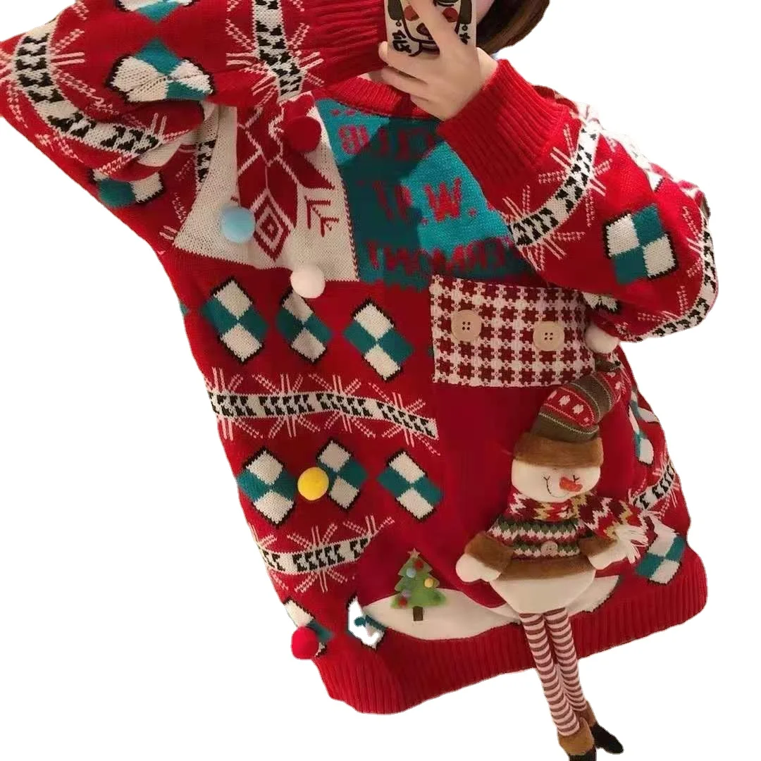 New Western Style Christmas Sweater round Neck Loose Jacquard Long Sleeve Sweater for Women
New Western Style Christmas Sweater round Neck Loose Jacquard Long Sleeve Sweater for Women