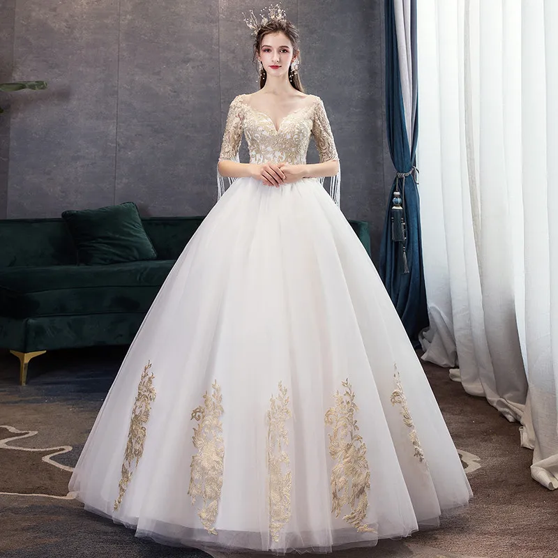 Vintage Sexy Sweetheart Three Quarter Vestido De Noiva 2021 Wedding Dress Tassels Luxury Embroidery Lace Sequined Bride Gowns
Vintage Sexy Sweetheart Three Quarter Vestido De Noiva 2021 Wedding Dress Tassels Luxury Embroidery Lace Sequined Bride Gowns