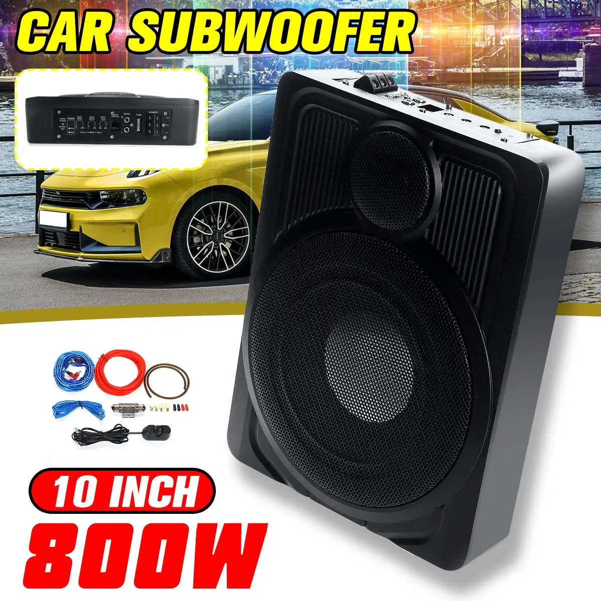 10inch 800W Car Subwoofer HIFI Slim Under-Seat Bass Powered Car Speaker Subwoofer Amplifier Speaker Audio Processor Music Player
10inch 800W Car Subwoofer HIFI Slim Under-Seat Bass Powered Car Speaker Subwoofer Amplifier Speaker Audio Processor Music Player