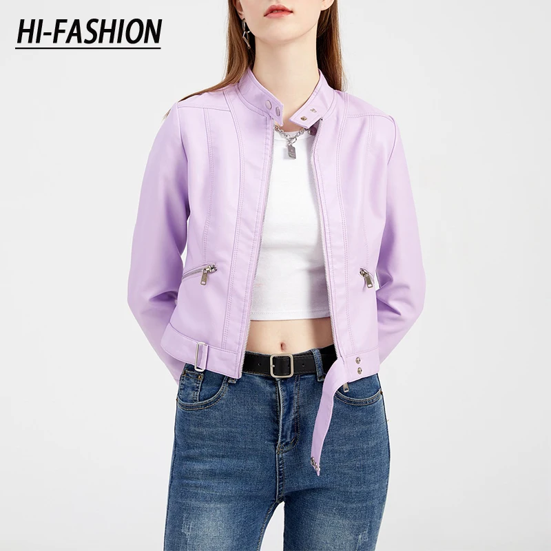 HI-FASHION Personality 2022 Trend Women Leather Jacket Korean Punk Autumn Casual Stand-up Collar Thin Female Short Coat
HI-FASHION Personality 2022 Trend Women Leather Jacket Korean Punk Autumn Casual Stand-up Collar Thin Female Short Coat