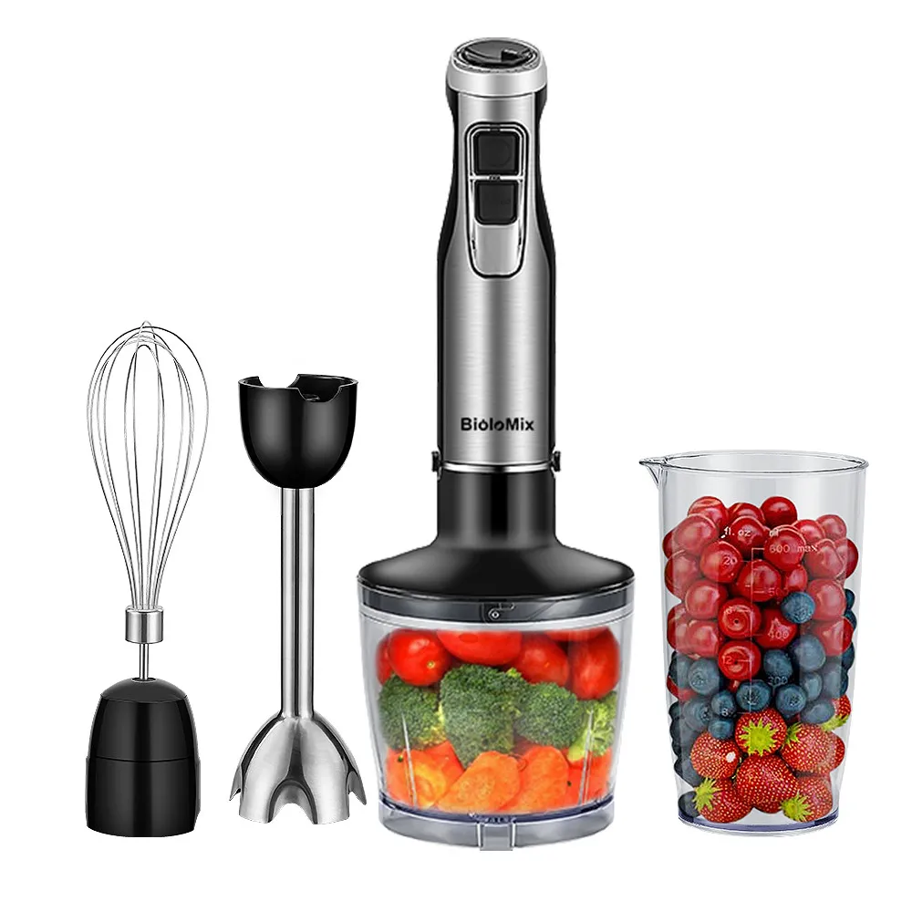 4 in 1 High Power 1200W Immersion Hand Stick Blender Mixer Includes Chopper and Smoothie Cup Stainless Steel Ice Blades
4 in 1 High Power 1200W Immersion Hand Stick Blender Mixer Includes Chopper and Smoothie Cup Stainless Steel Ice Blades
