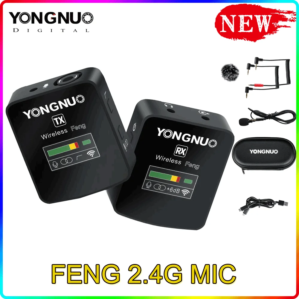 Беспроводной конденсаторный микрофон YONGNUO FENG 2,4G, петличный микрофон для смартфона, цифровой зеркальной камеры, передача 150 м
Беспроводной конденсаторный микрофон YONGNUO FENG 2,4G, петличный микрофон для смартфона, цифровой зеркальной камеры, передача 150 м