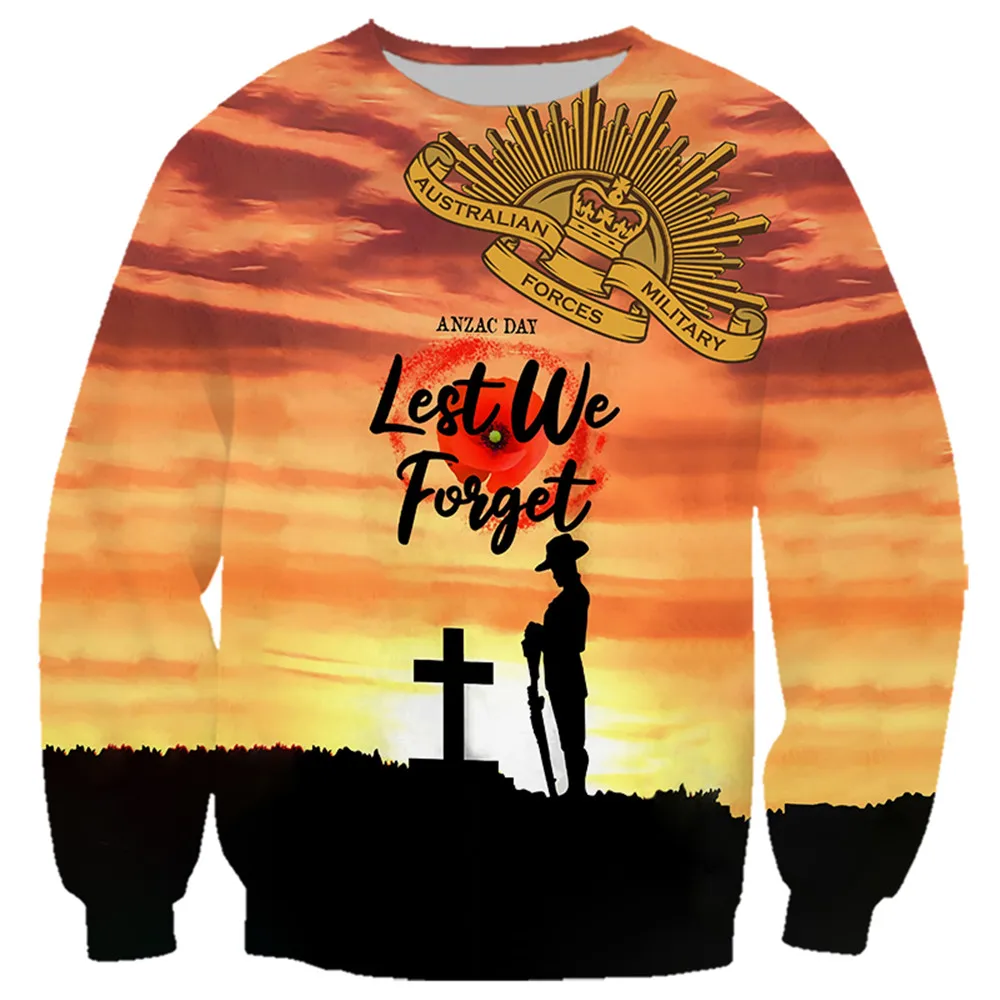CLOOCL Anzac Day Sweatshirts 3D Graphics Sunset Lest We Forget Pullover Tops Casual Sportswear Men for Women Clothing
CLOOCL Anzac Day Sweatshirts 3D Graphics Sunset Lest We Forget Pullover Tops Casual Sportswear Men for Women Clothing