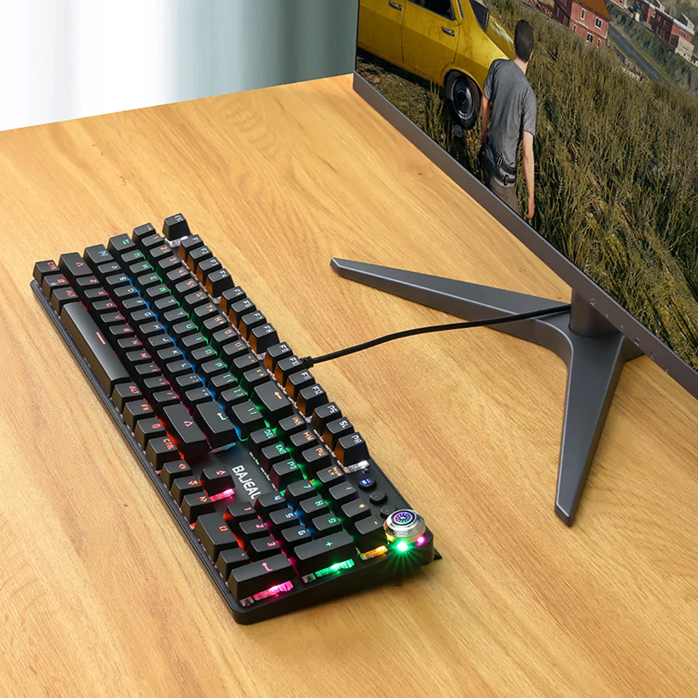 108 Keys Professional Ultra-slim Wired Keyboard USB Wired Colorful Backlight Gaming Mechanical Keyboard for Windows Mac
108 Keys Professional Ultra-slim Wired Keyboard USB Wired Colorful Backlight Gaming Mechanical Keyboard for Windows Mac