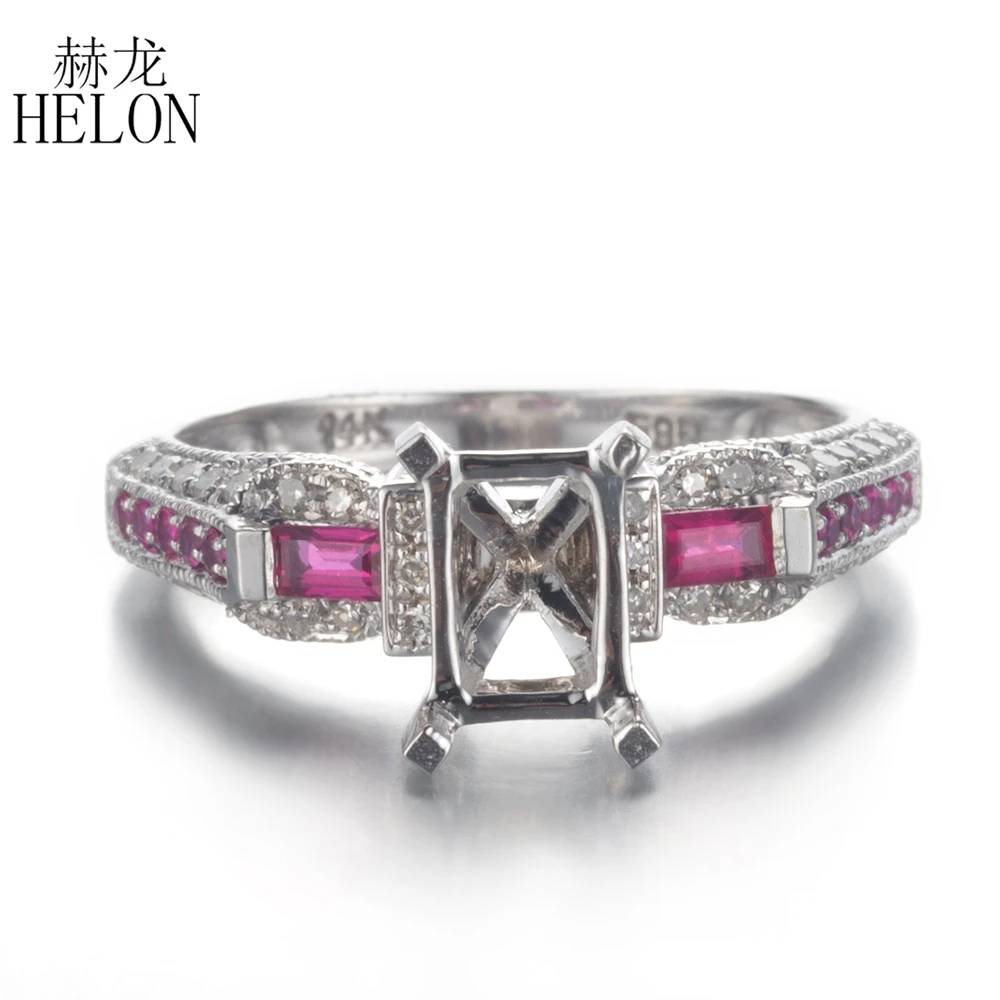 HELON Cushion 7x5mm Solid 10K White Gold Genuine Diamonds & Rubies Semi Mount Engagement Ring Fine Jewelry Gemstone Ring
HELON Cushion 7x5mm Solid 10K White Gold Genuine Diamonds & Rubies Semi Mount Engagement Ring Fine Jewelry Gemstone Ring