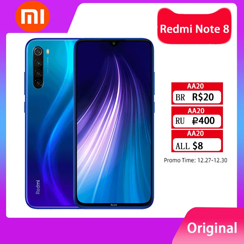 Смартфон Xiaomi Redmi Note 8 Snapdragon 665 48 МП 4000 мАч 18 Вт быстрая зарядка | Мобильные телефоны